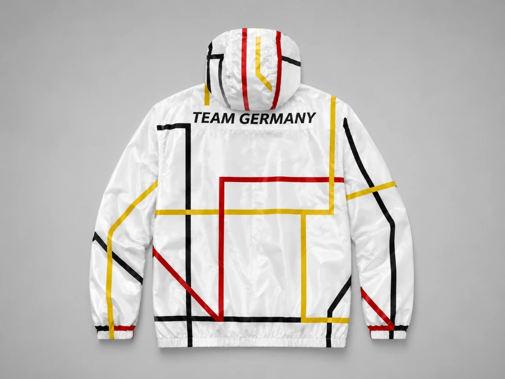 Generiertes Bild_ Team Germany Windbreaker mit geometrischen Linien.webp