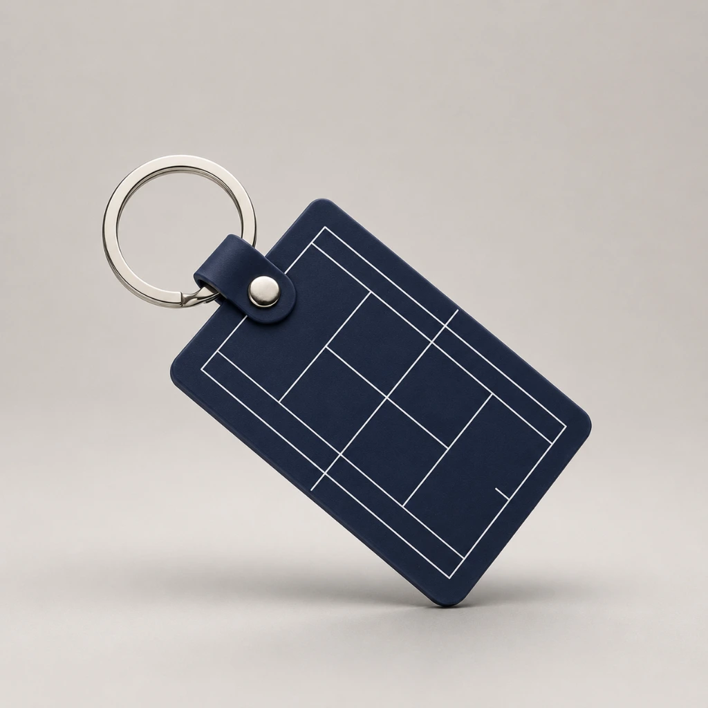 Generiertes Bild_ Minimalist navy keychain with geometric design.webp