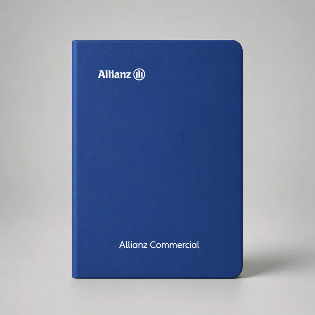 [L5-18367] Notebook: A5, Pre-Consumer-Recycling-PU, liniert, Allianz Commercial, Logo-Motiv