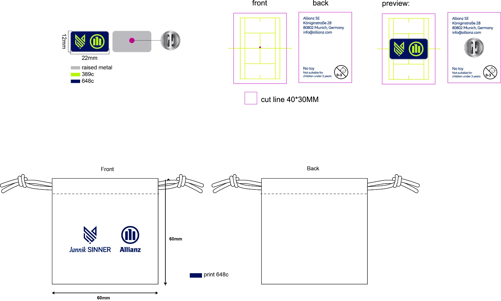 [L5-1800] Pin Weichemallie (geprägt): "J. Sinner x Allianz"